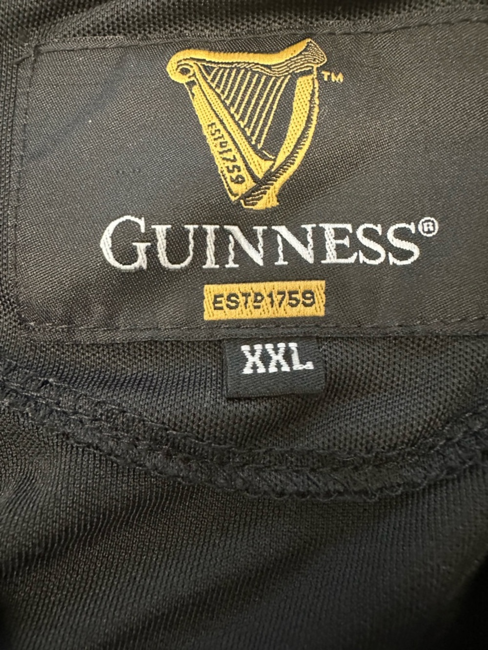 Guinness Men's XXL Black White Sport Golf Rugby Polo Shirt ESTD 1759 Embroidered - Picture 7 of 9